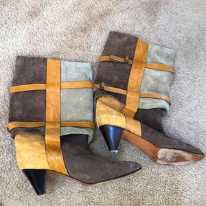 Vintage Color Block Leather Heeled Boots Levire by Leo Novi